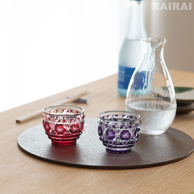 楽天市場】薩摩切子 猪口 大 cut18 島津紫 金赤 黄 復元 鹿児島 島津