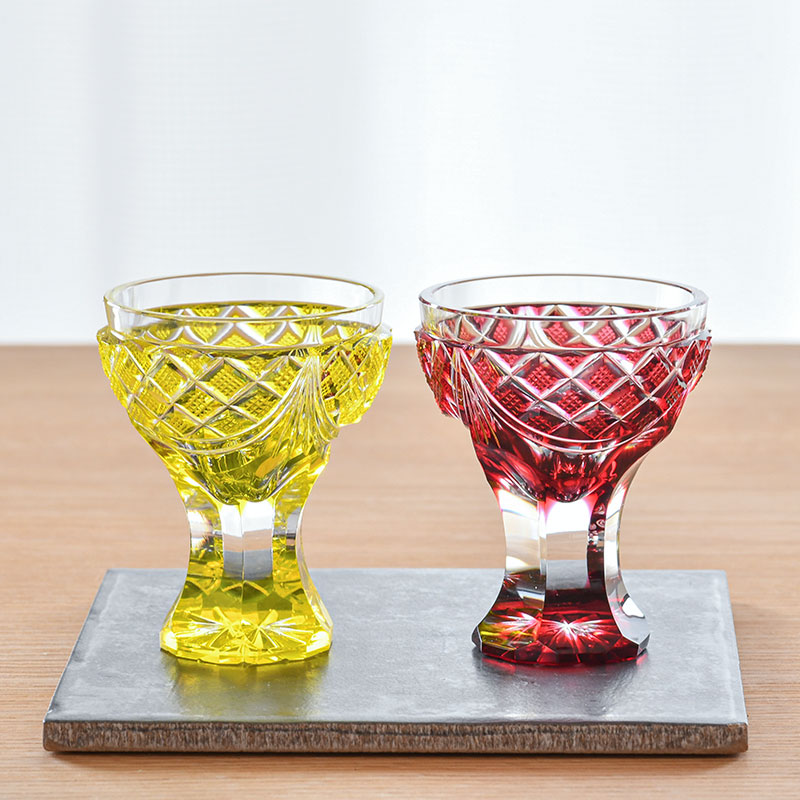 だいしん様】薩摩切子 ロックグラス 馬上杯「太陽とともに」ゴールド