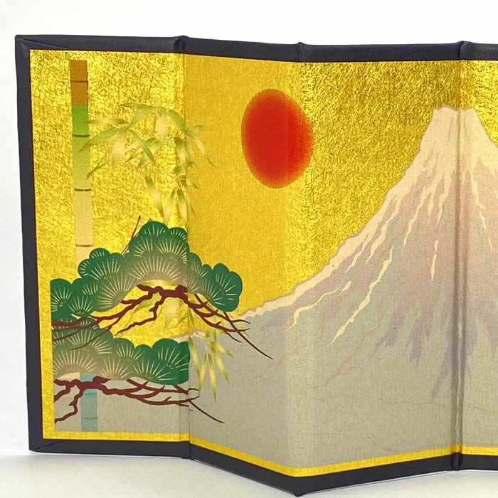 楽天市場】6曲金屏風（富士日の出松竹梅 ）コンパクト人形にお勧め（幅