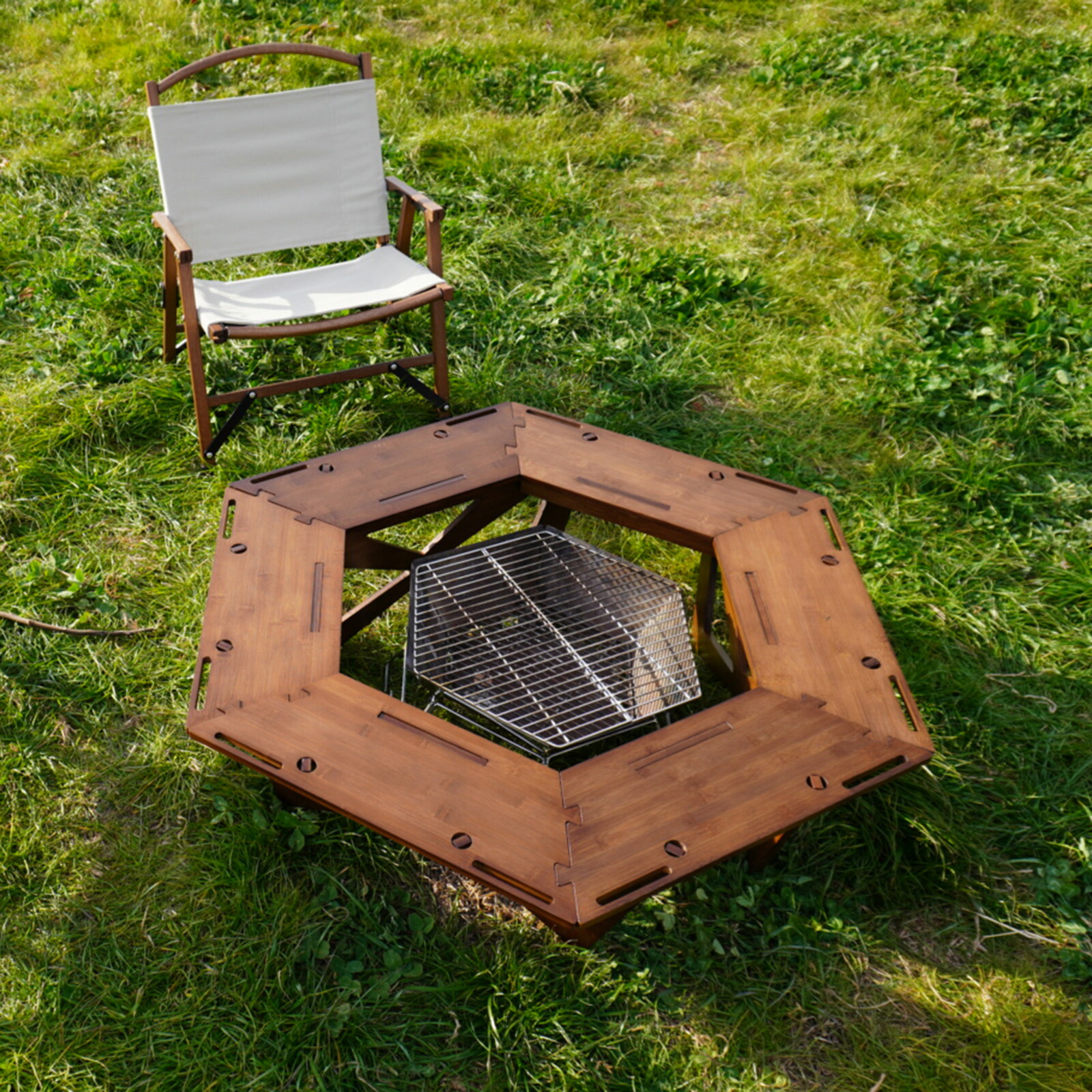 楽天市場】ヘキサゴンテーブル RcrCamp ヘキサテーブル 囲炉裏テーブル