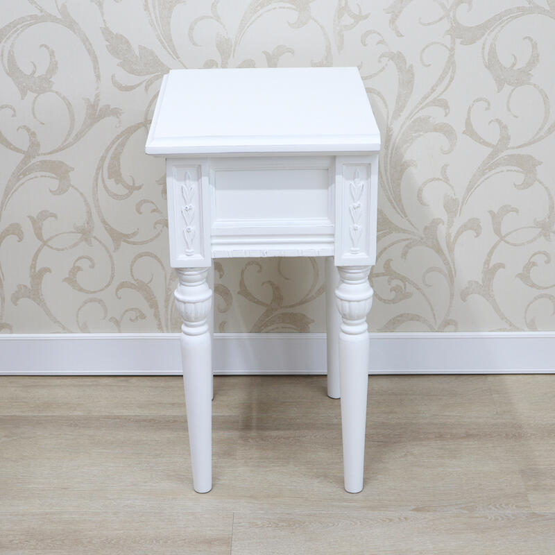 フランス カントリーコーナー サイドテーブル ホワイトグレー