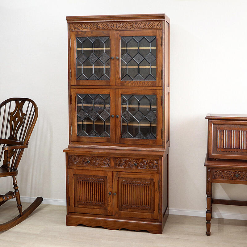 楽天市場】アンティークオーク カップボードキャビネット アンティーク