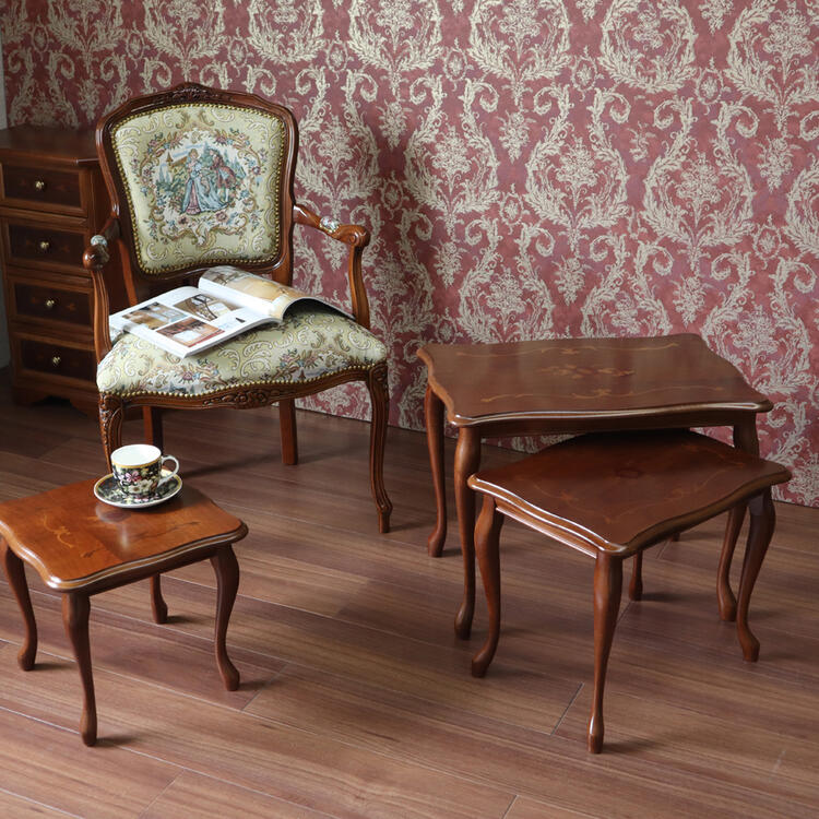 英国調アンティーク 木製 猫足 サイドテーブル ダークブラウン レトロ