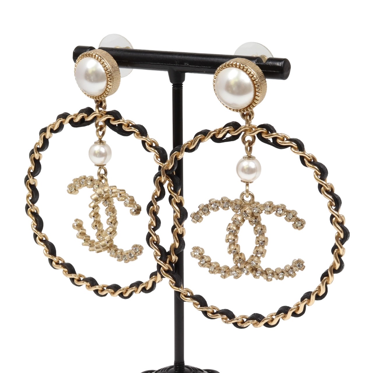 楽天市場】CHANEL シャネル ココマーク フープ ピアス ラインストーン