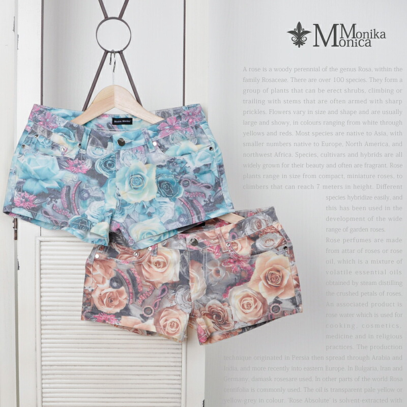 楽天市場】花柄プリント ショートパンツ ローズ 【ポケット付き