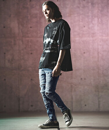 楽天市場】【GLIMCLAP(グリムクラップ)】Distressed denim pants