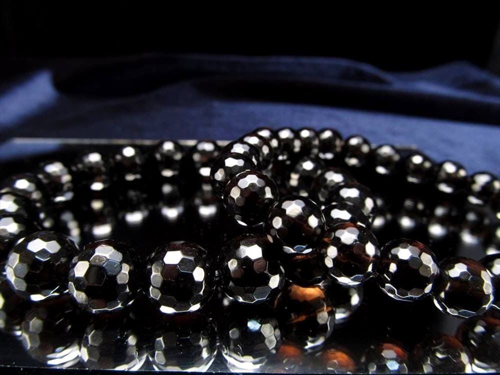 楽天市場】4A【黒水晶 ミラーボールカット ブレスレット】約10.5mm×19