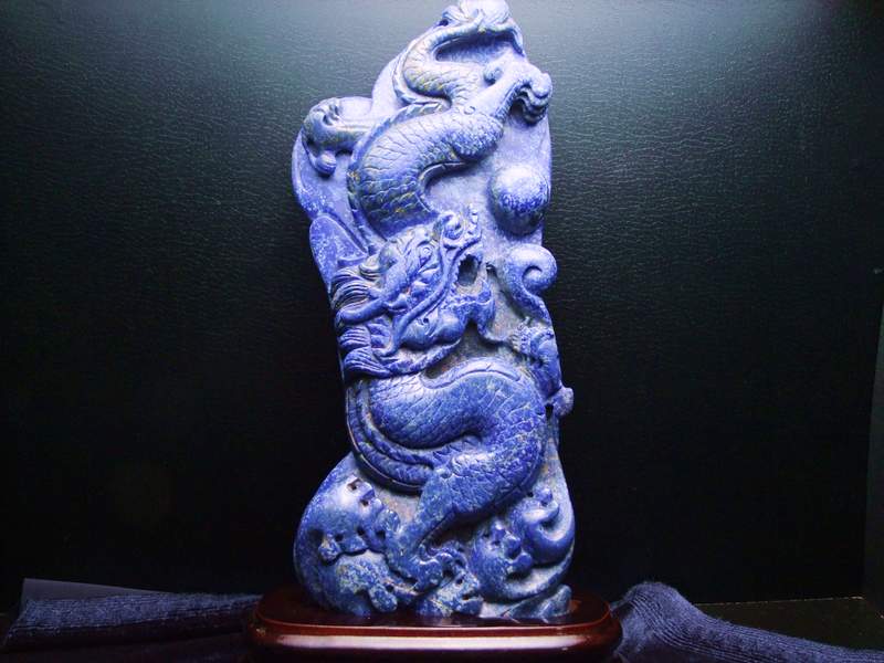 ✳️限定品✨極上開運☆龍彫刻✨ラピスラズリ 龍 龍彫り 原石 天然石