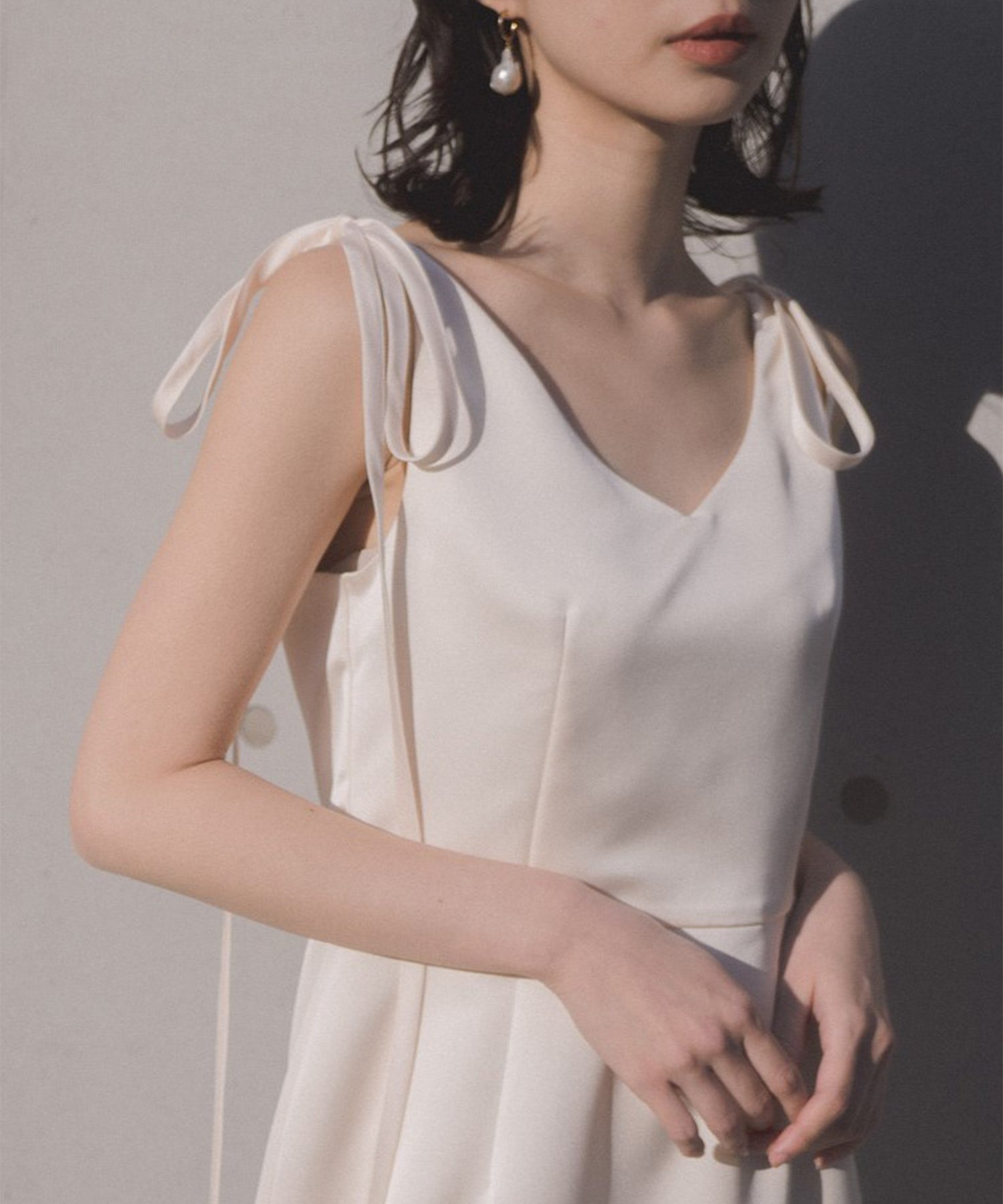 kaene｜サテンリボンドレス|ホワイトドレス新婦花嫁二次会前撮り