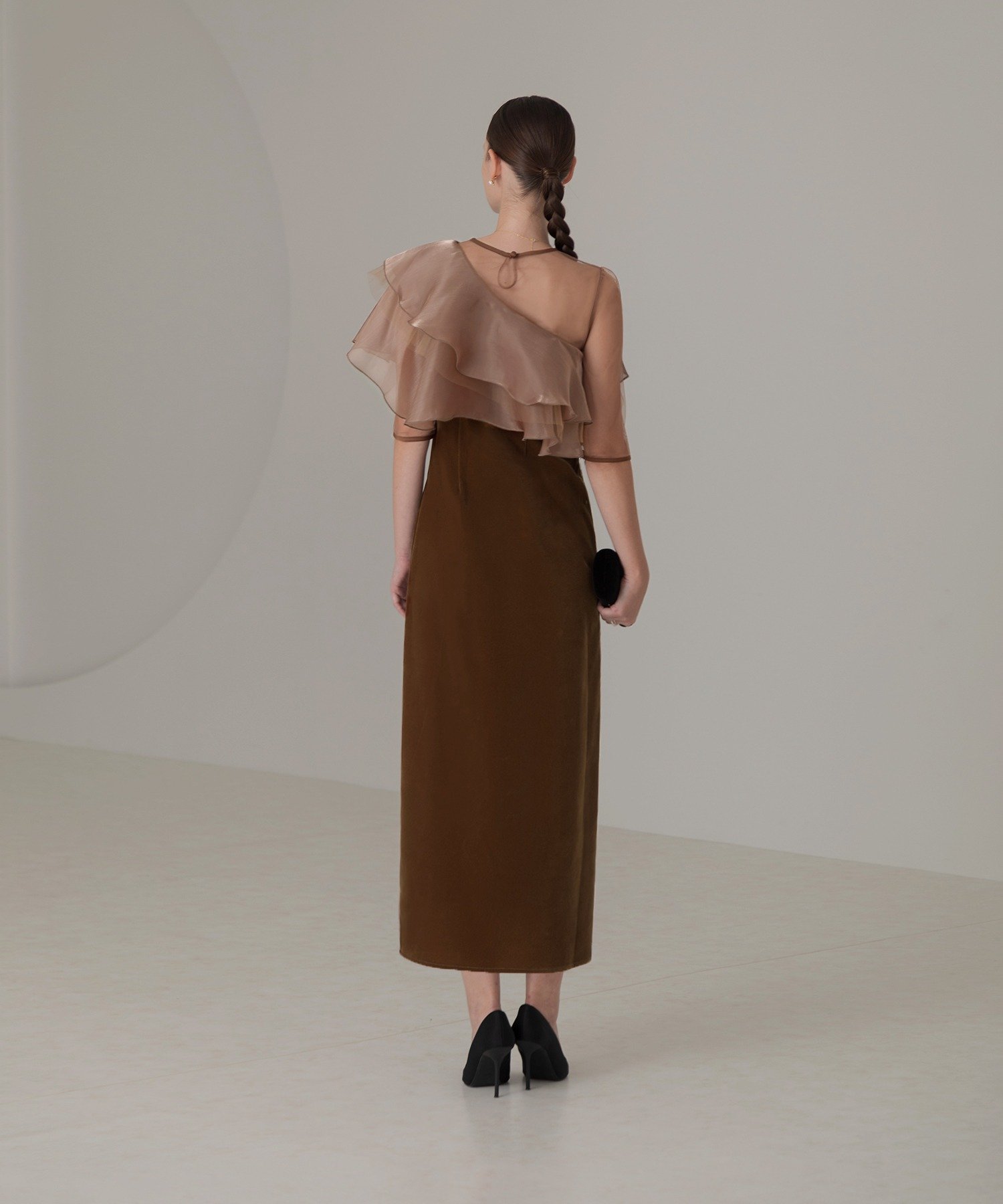 Leja｜LEJA-アシンメトリーティアードフリル3WAYベロアIライン