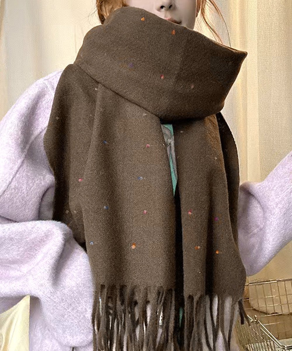 miniministore｜ドット柄 大判マフラーフリンジストール冬 | Rakuten