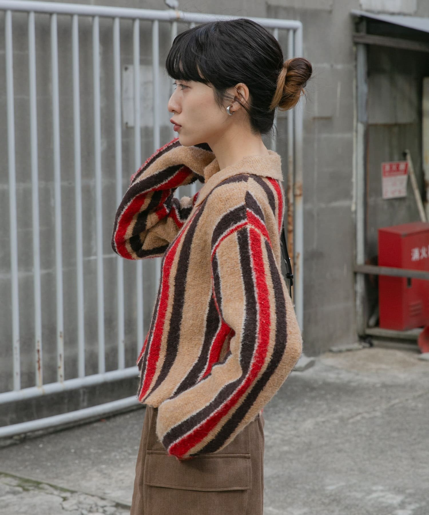 KBF｜フロントZIPストライプカーディガン | Rakuten Fashion(楽天