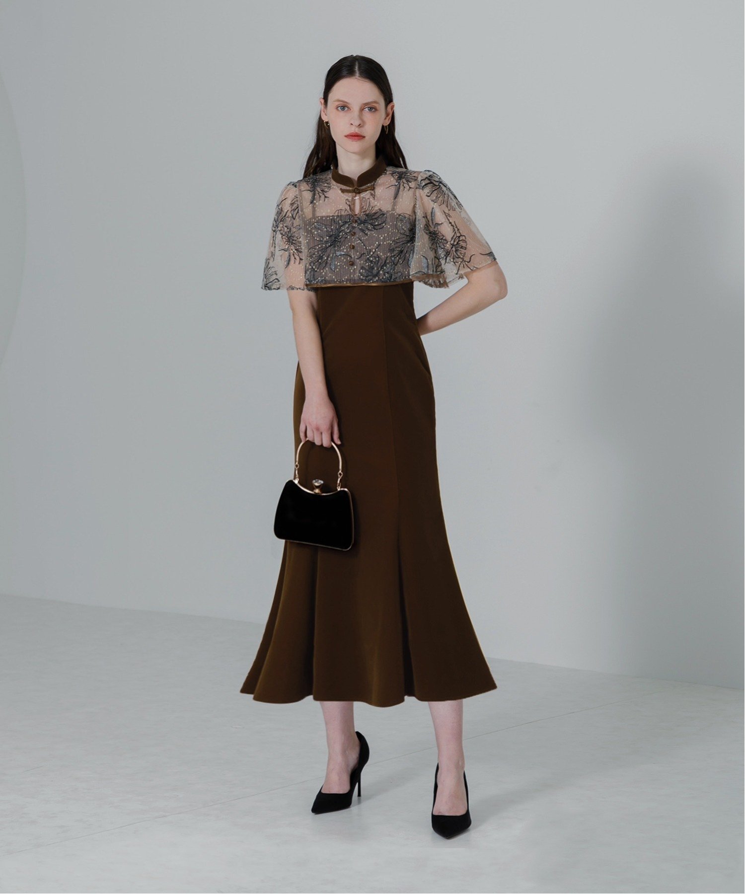 Leja｜LEJA/配色パイピング花柄ボレロ付きベロアマーメイドキャミ