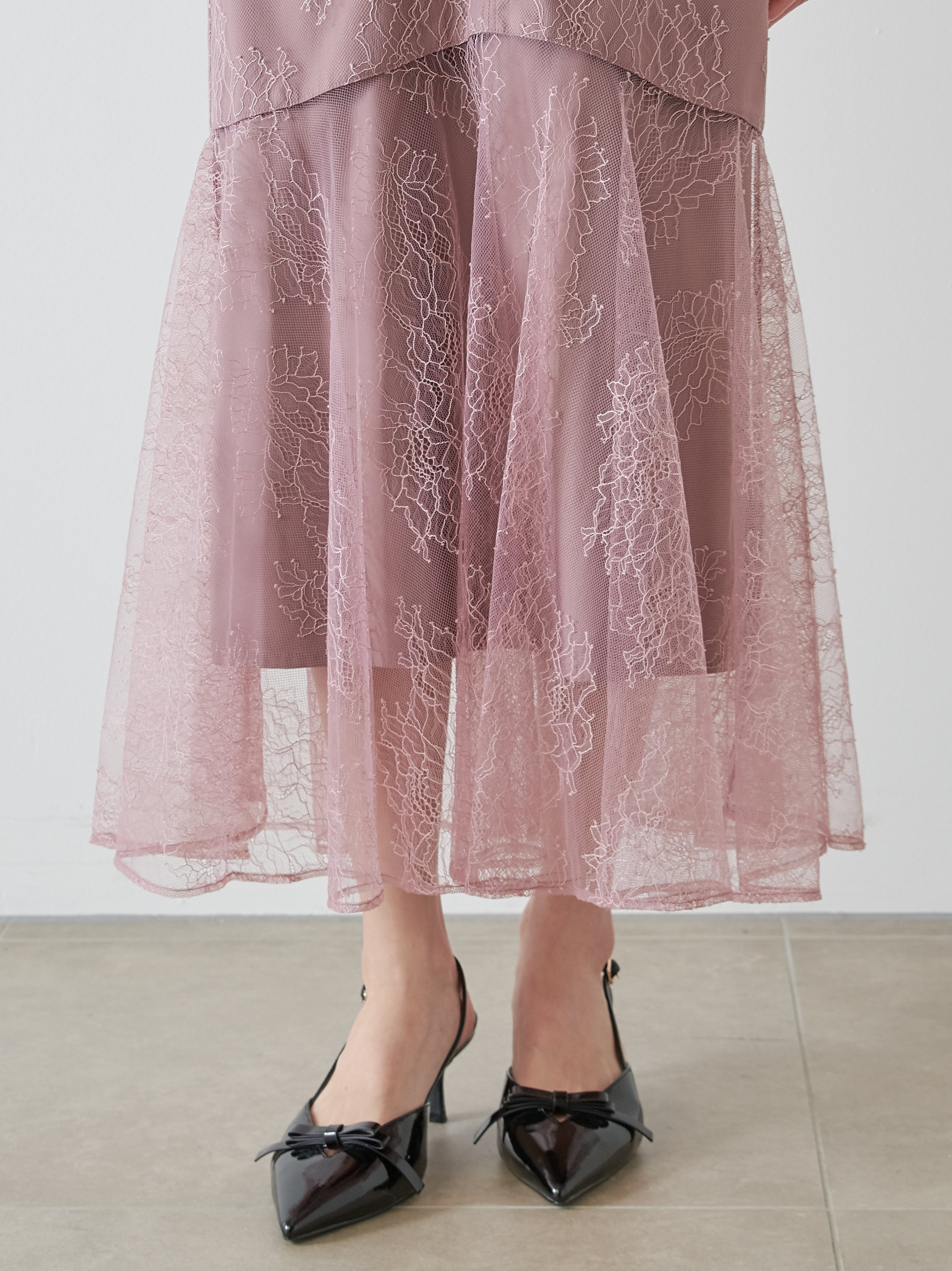 SNIDEL｜ギャザードレープレースドレス | Rakuten Fashion(楽天