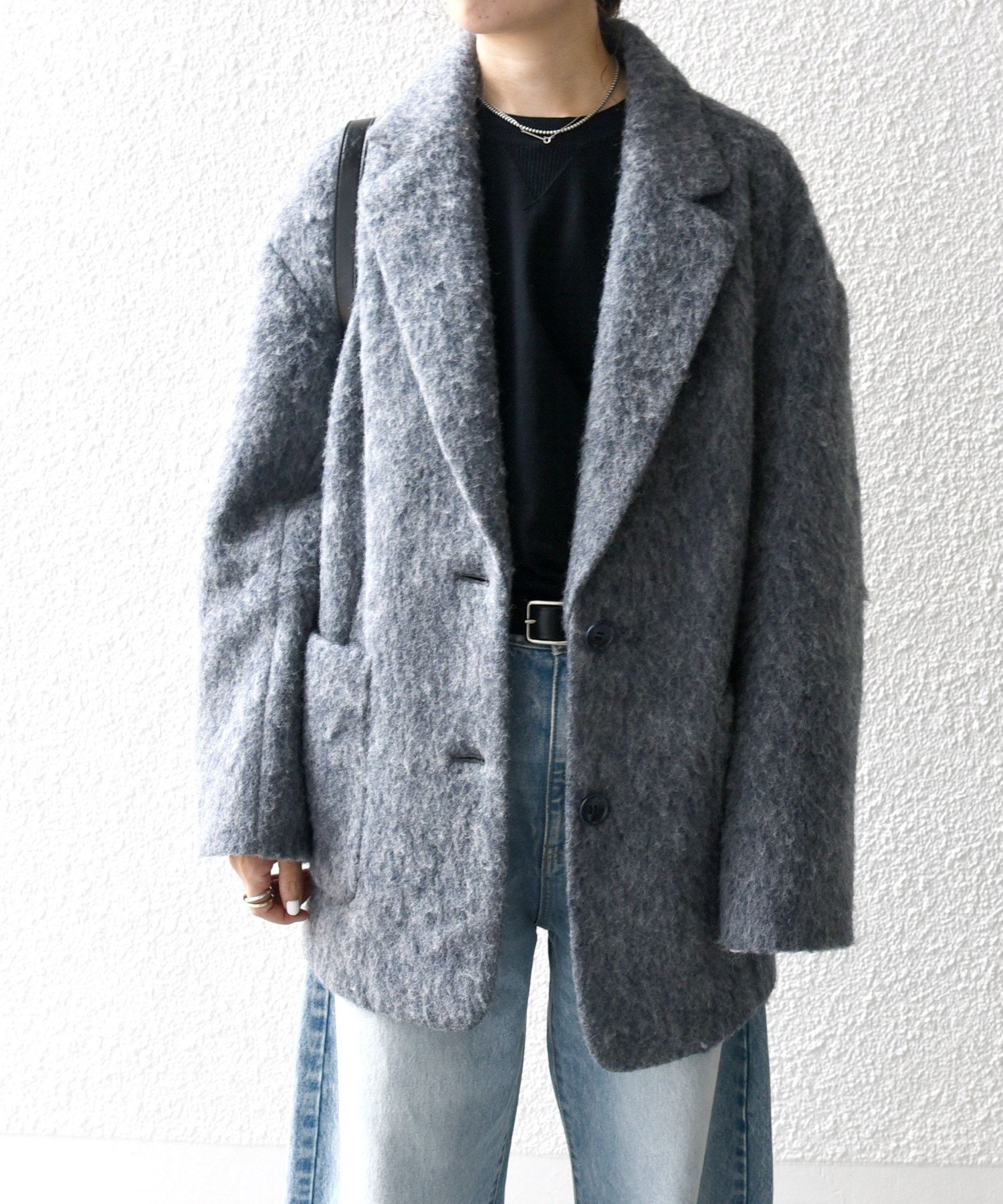 SHIPS｜SHIPS any: ウール ミックス シャギー シングル コート