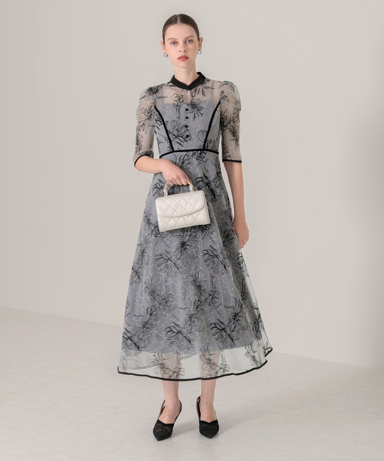 Leja｜LEJA-花柄後ろリボン半袖キャミワンピースセットアップドレス