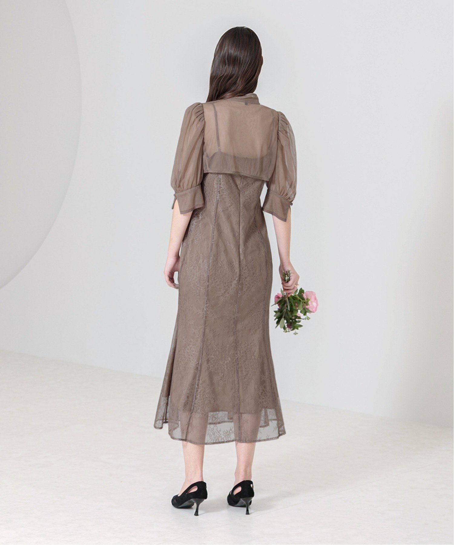 Leja】リボンシアーボレロレースマーメイドワンピースドレス セール