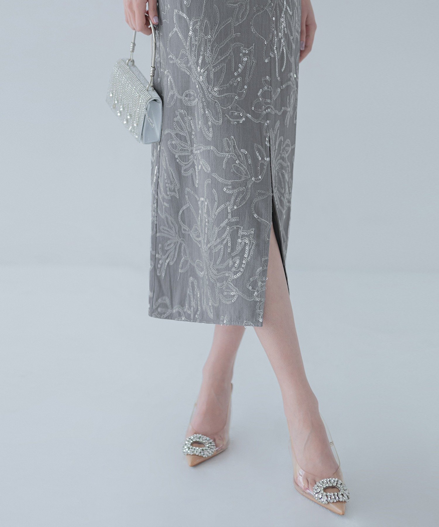 Leja｜LEJA-ドットチュール花柄Iラインワンピースドレス 結婚式