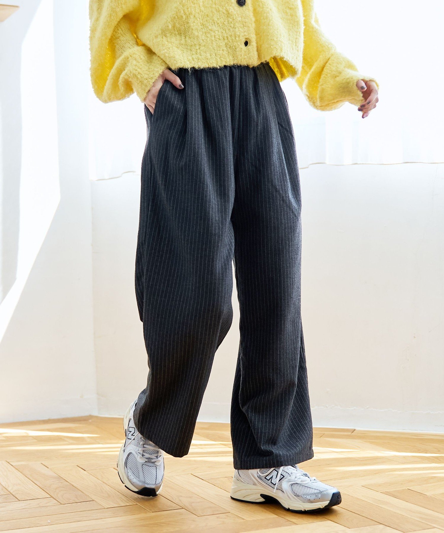 coen｜TRストライプタックワイドパンツ | Rakuten Fashion(楽天