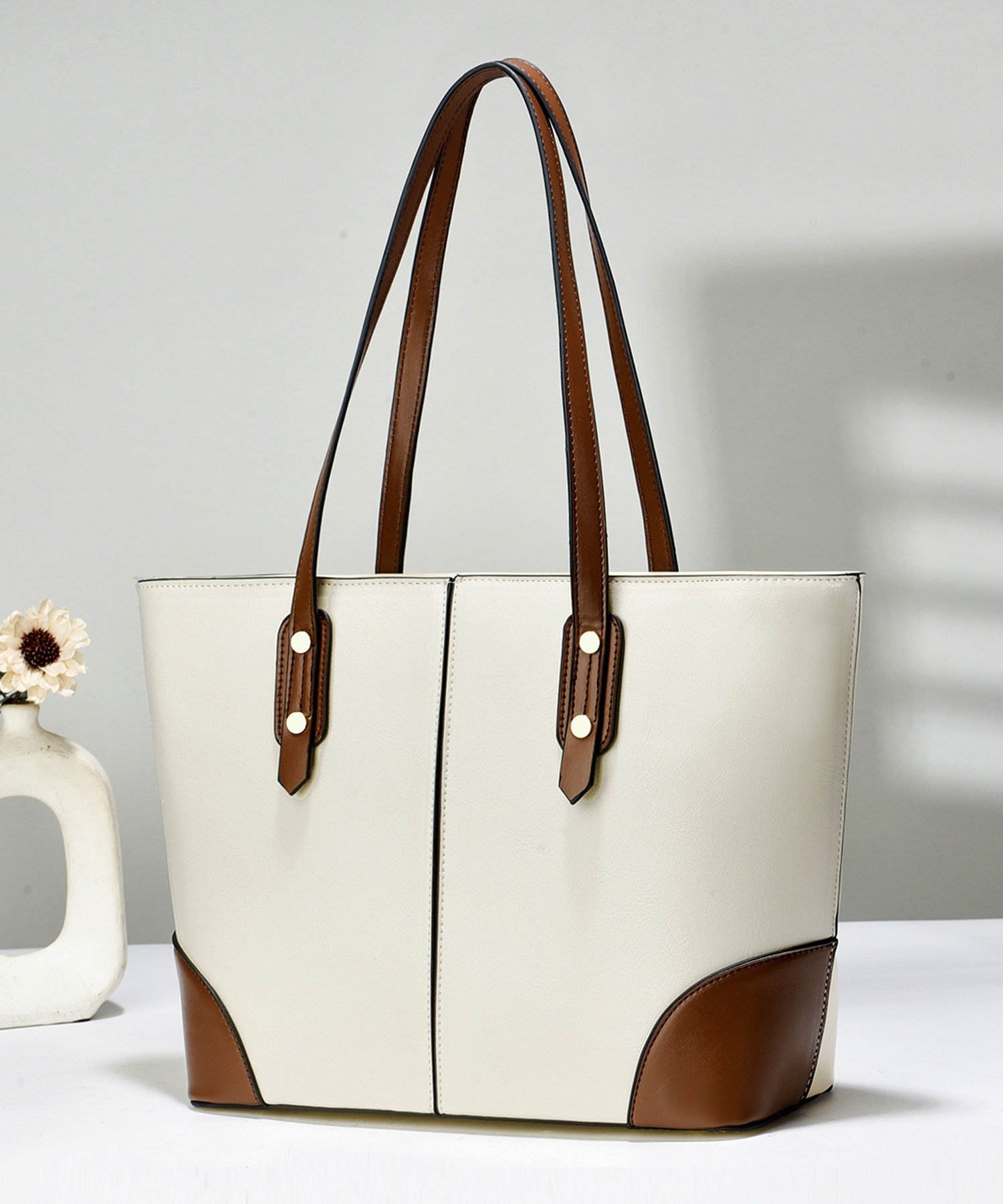 florist｜レザーライクフロントステッチトートバッグ/ビジネスバッグ