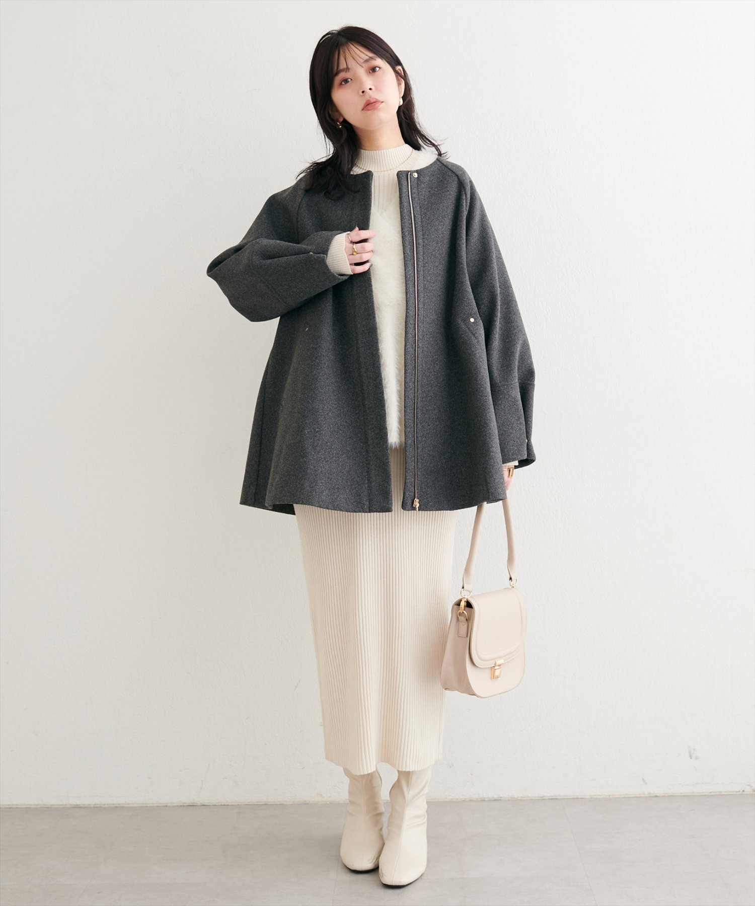 osono〉2WAYノーカラーコート【モカ】 セール】〈osono〉2WAYノー