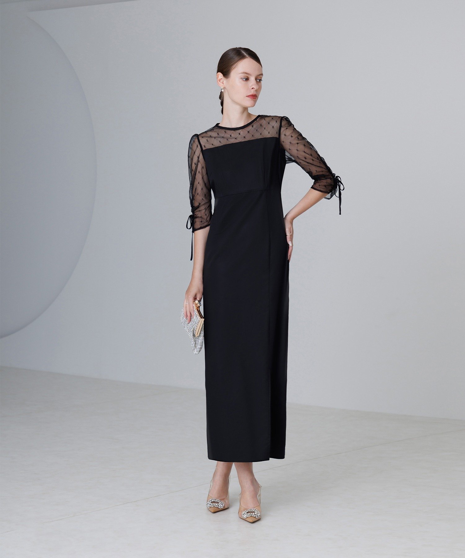 Leja｜ドットストーンペプラムチュールワンピースドレス結婚式