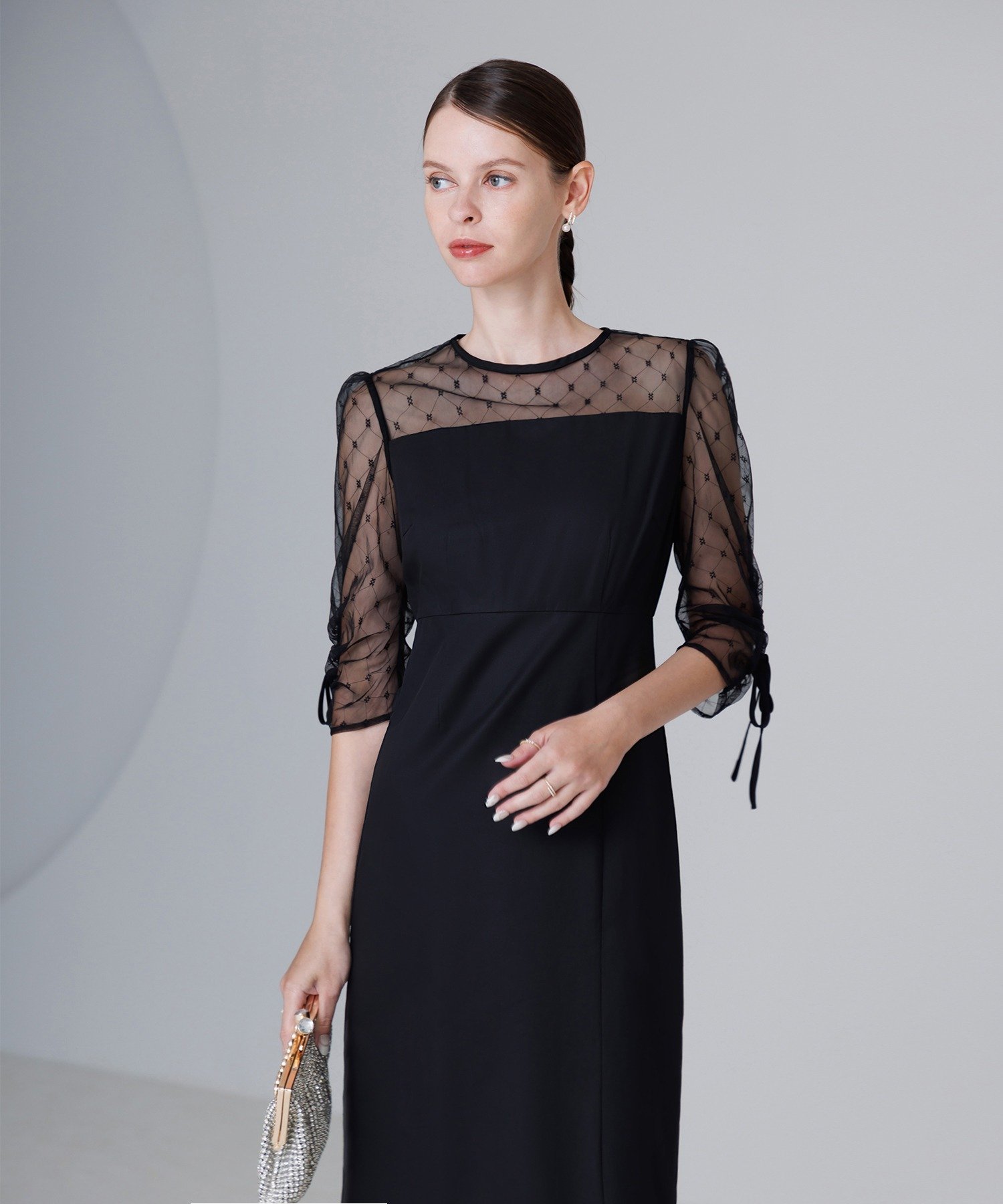 Leja｜ドットストーンペプラムチュールワンピースドレス結婚式