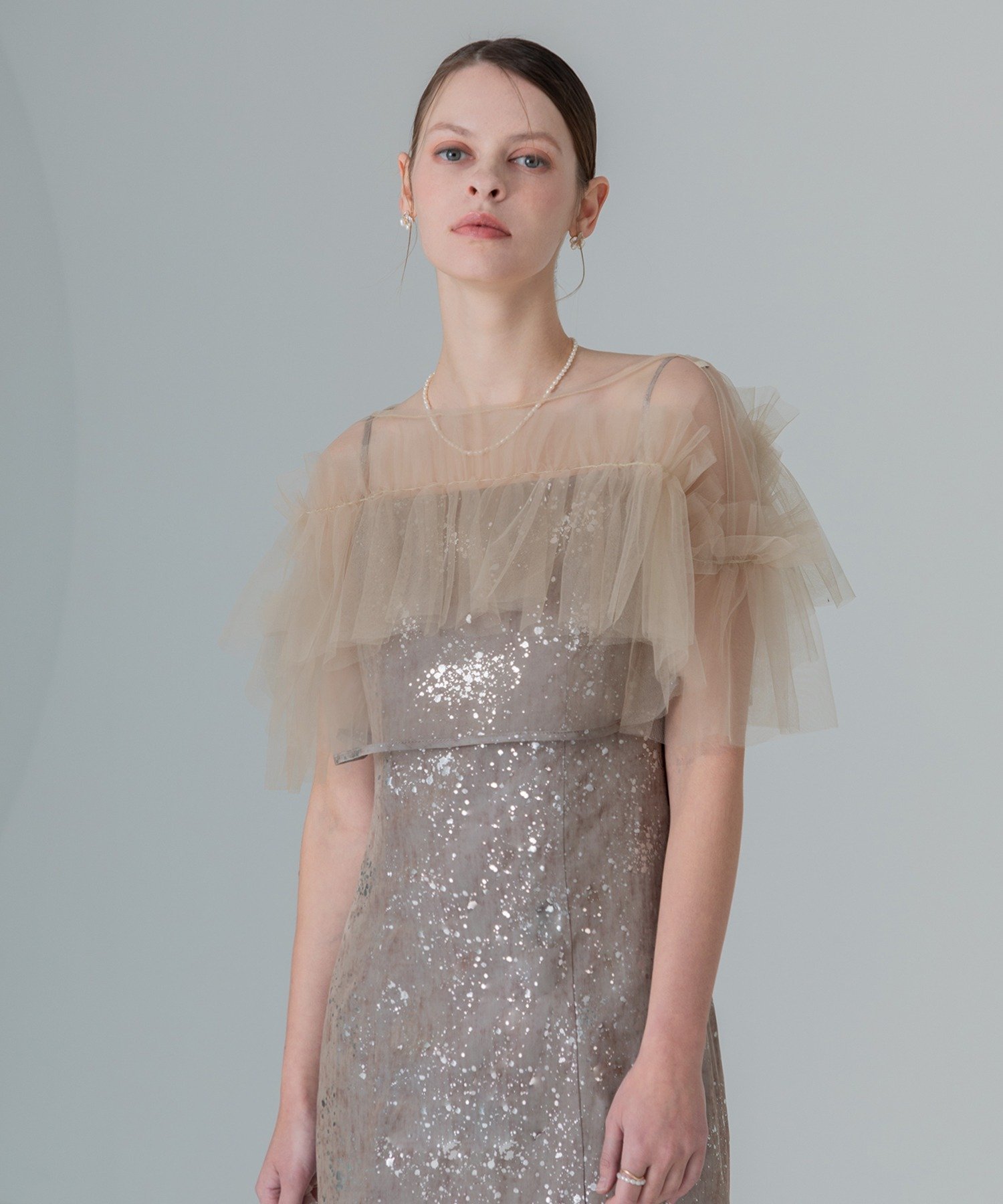 Leja｜LEJA-チュールフリルボレロペイントマーメイドワンピースドレス