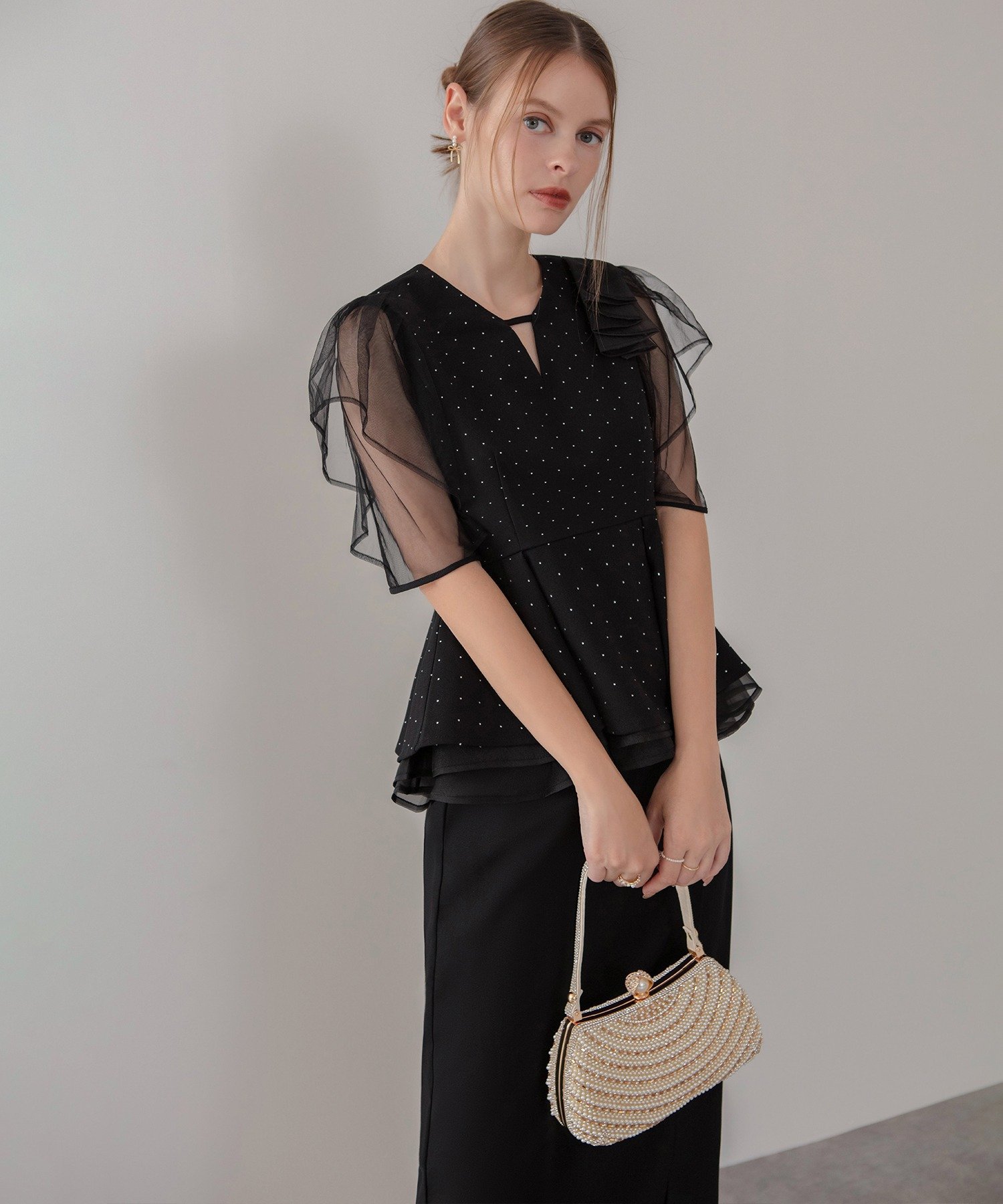 Leja｜Leja-ドットストーンチュールペプラムセパレートIラインドレス