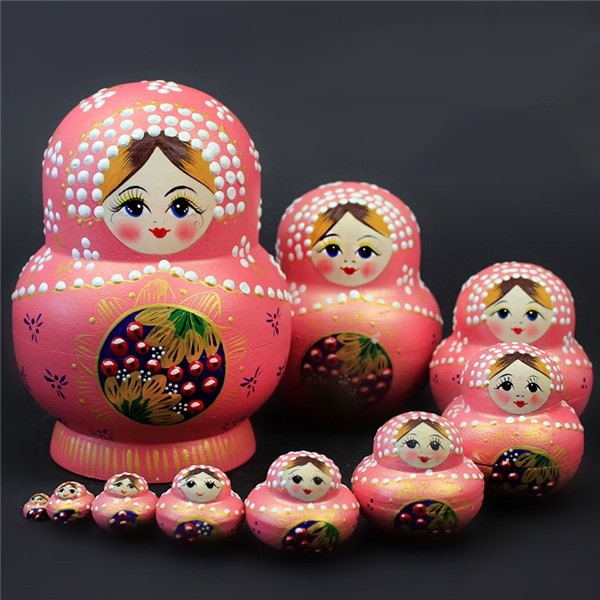 ロシア ピンクのマトリョーシカ 8個セット ロシア ピンクの