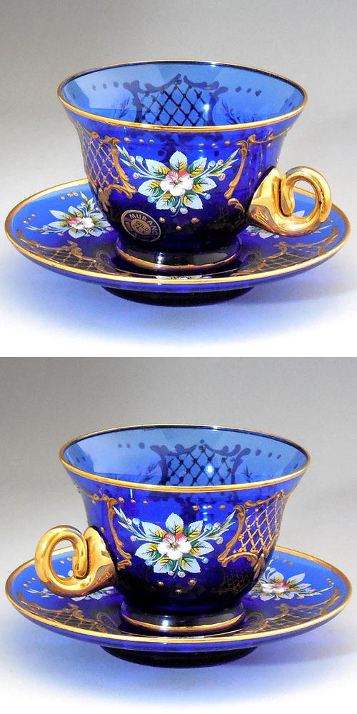 ビンテージ イタリア ベネチアングラス 金彩コンポート 直径㎝ 高さ