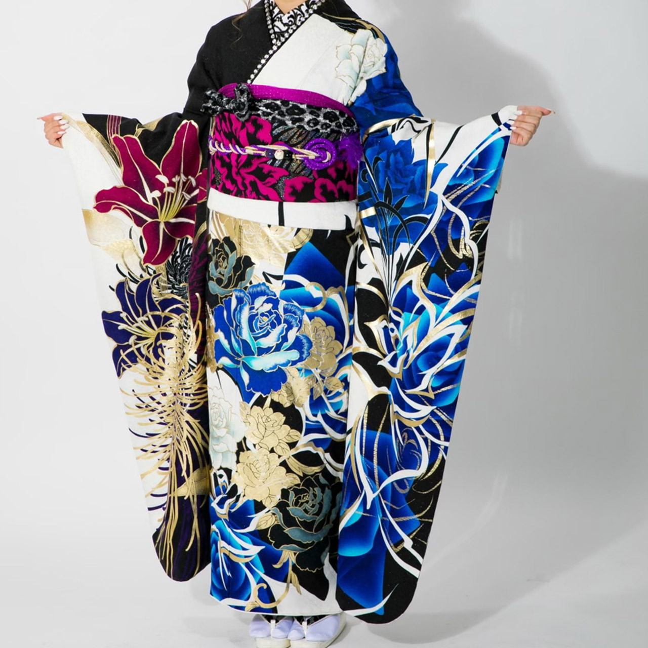 帯揚げ 帯締め 重ね衿 黒 金 振袖 振袖用 成人式 ラメ ラインストーン