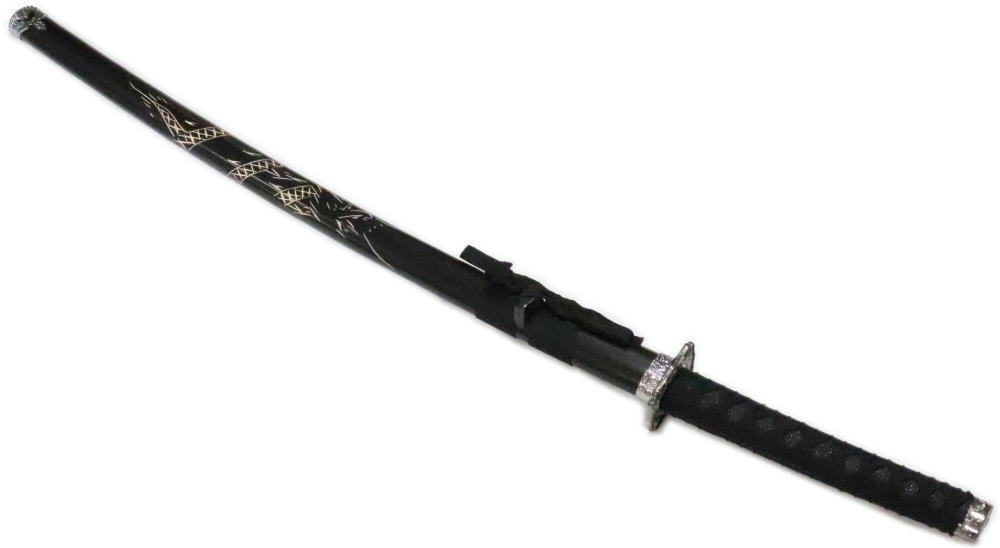 楽天市場】金属付木刀 黒龍 鞘・鍔（つば）付 黒鞘 全長約101cm