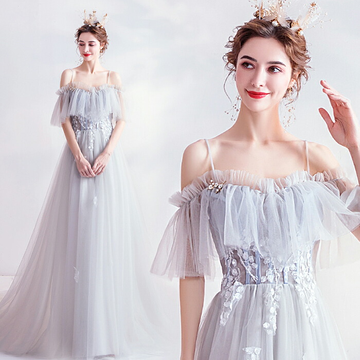 楽天市場】ロングドレス 演奏会 カラードレス グレー 演奏会用ドレス