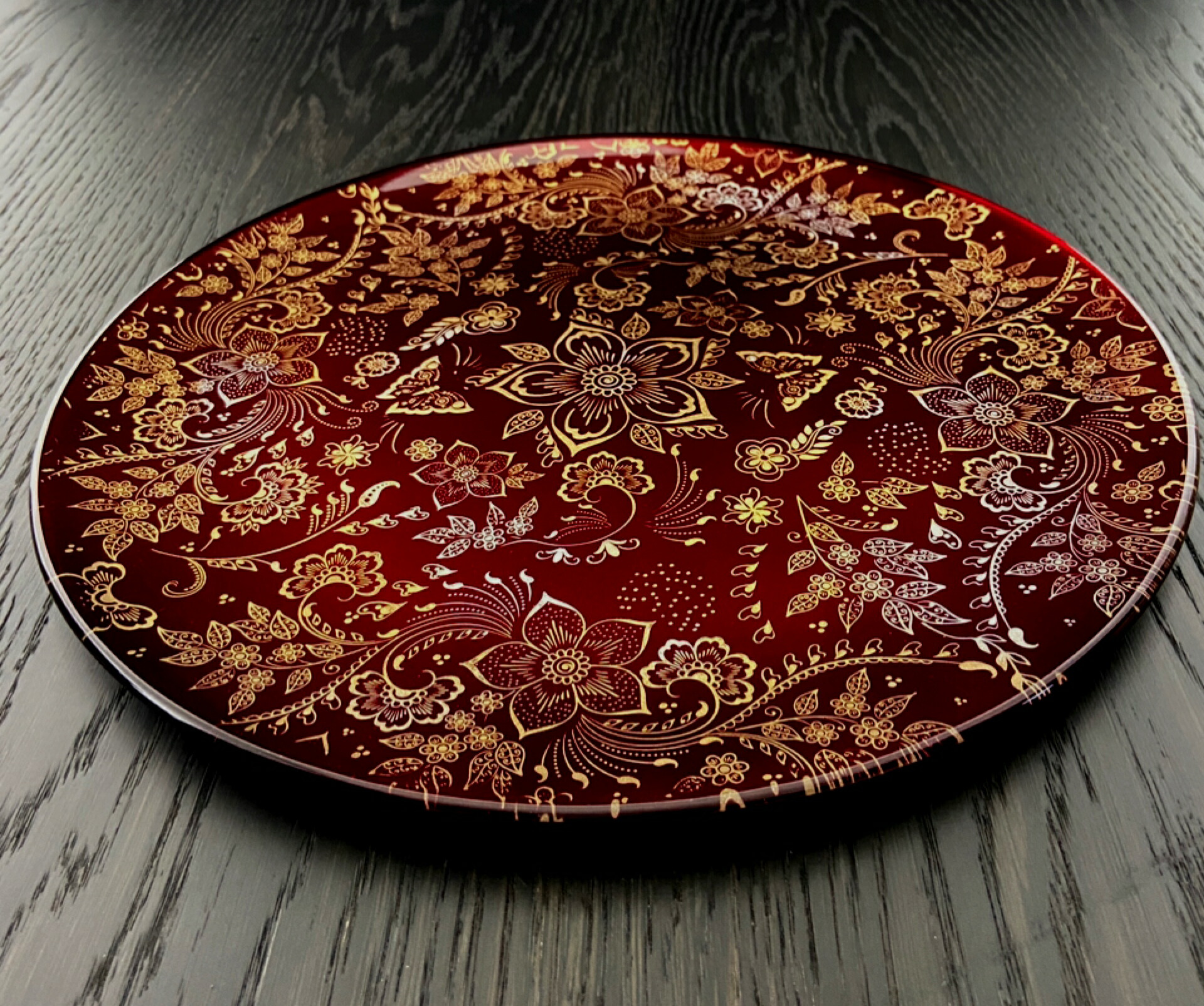 赤い花柄の漆器 蒔絵 膳 10客 赤い花柄の漆器 蒔絵 膳 10客