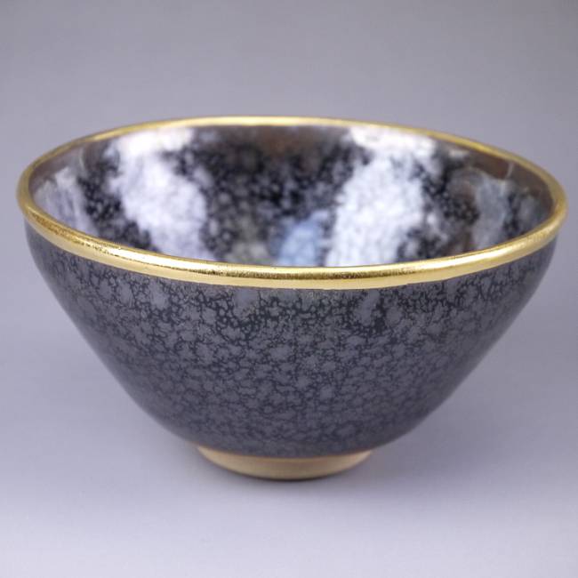 楽天市場】京焼 清水焼 金油滴天目茶碗 定一 (覆輪金塗仕上） : 京焼