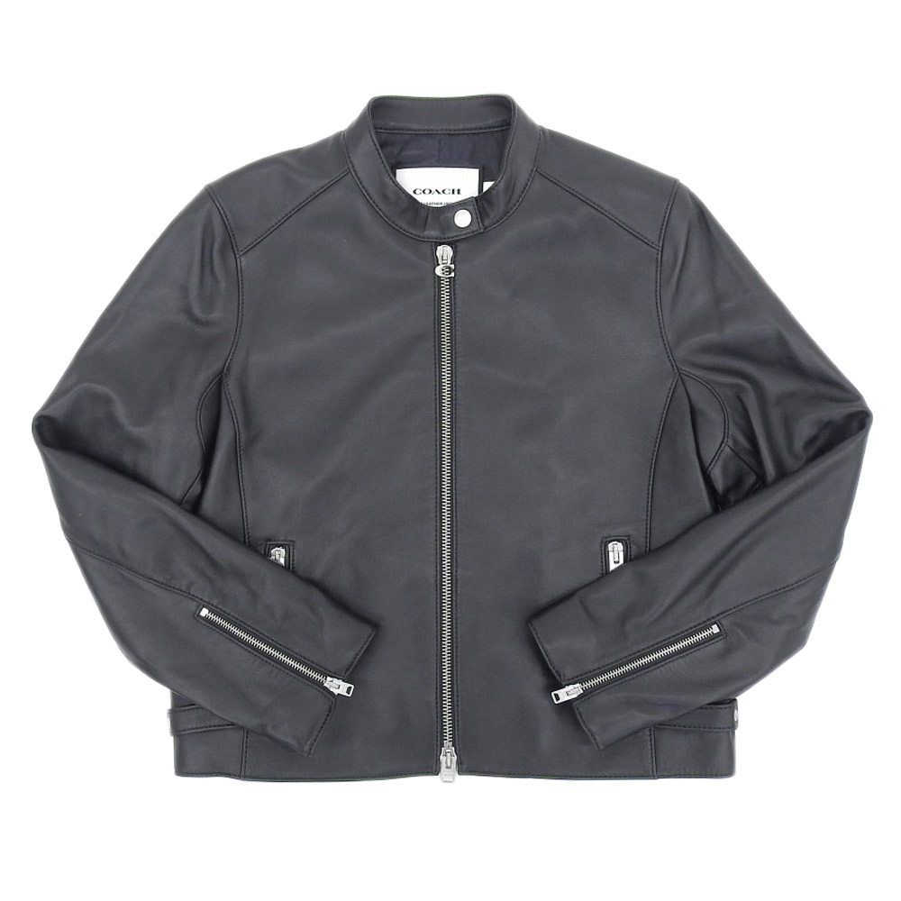 COACH レザー ライダース ジャケット Sブラック コーチ 牛革 革ジャン