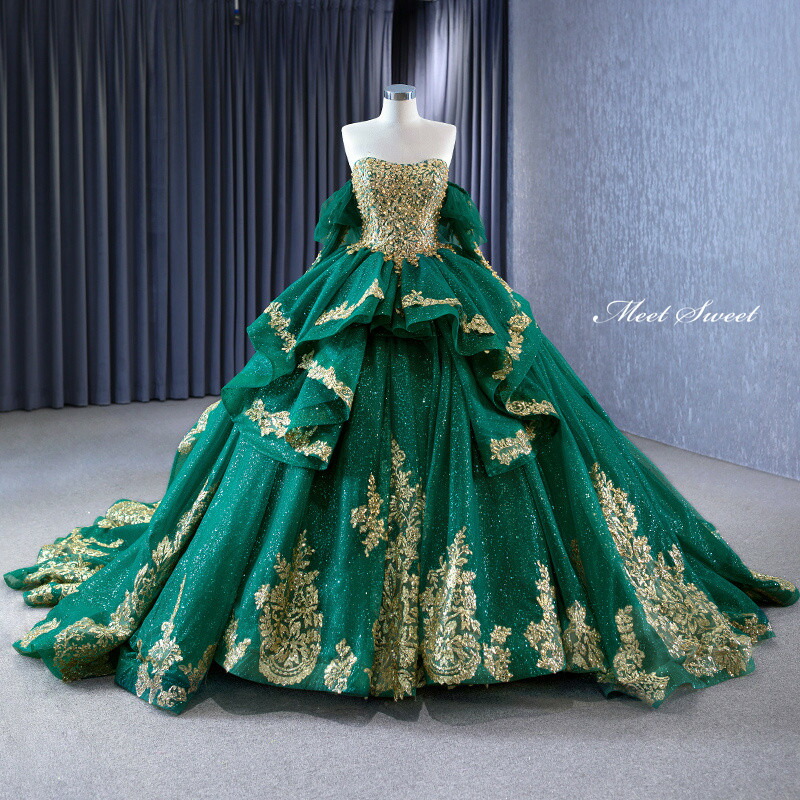 楽天市場】カラードレス プリンセスライン グリーン ベアトップ 刺繍