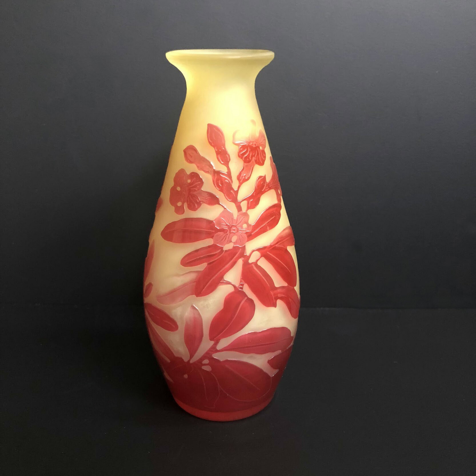 CONTI品 エミール ガレ Galle サイン入り ガラス 花瓶 骨董 CONTI様