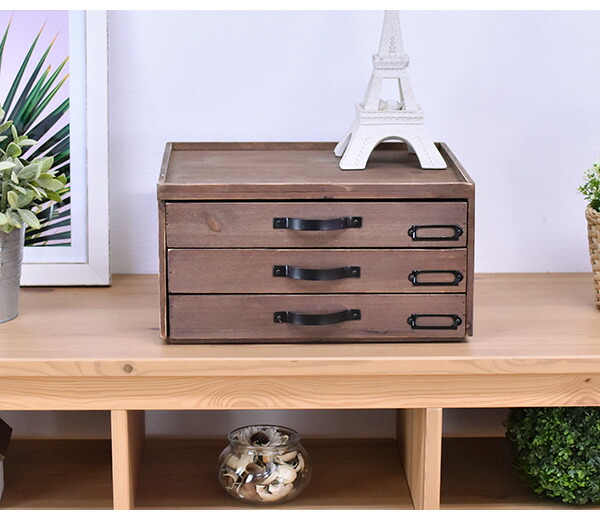 楽天市場】キャビネット 木製 3段 [ブラウン] CCR105 小物収納