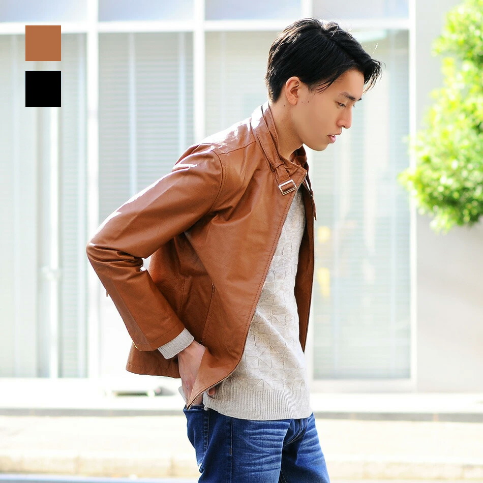楽天市場】レザージャケット メンズ 本革 キャメル ブルー 青 ブラック