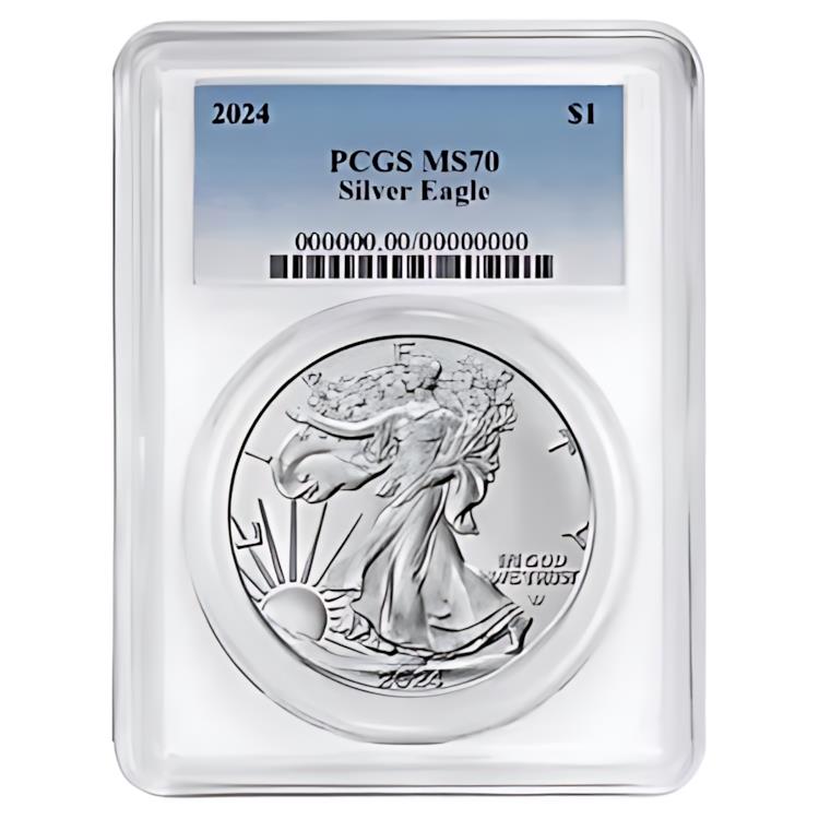 2024 $1 アメリカン シルバー イーグル 3 本セット PCGS MS70 ブルー
