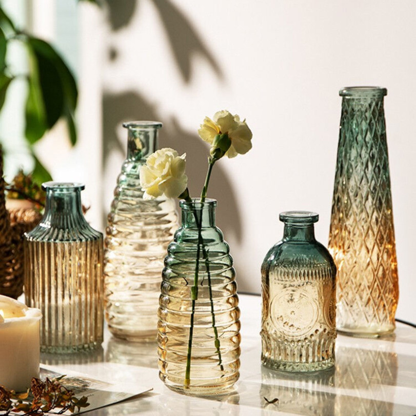 ガラス作家 フラワーベース 吹きガラス ビンテージ インポート