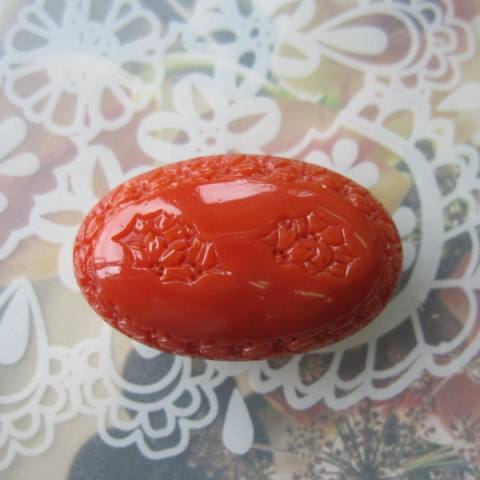 031509 血赤珊瑚 さんご サンゴ ビンテージ ブローチ 帯留め 031509 血