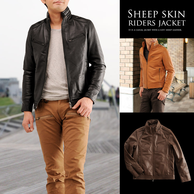 楽天市場】【週末限定10%off】メンズ シープ ライダース レザー