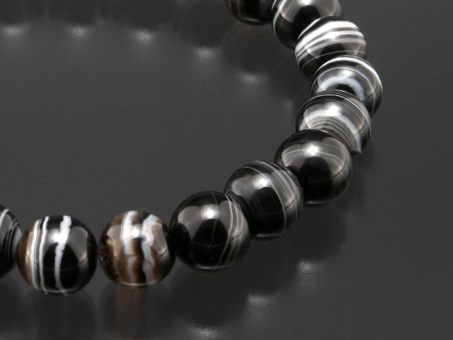 宝飾薬師瑪瑙天眼ブレスレット白と黒の糸を巻いた薬師瑪瑙天眼仏珠