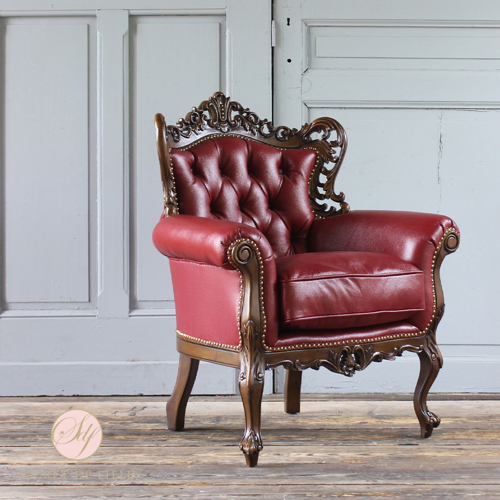 ビクトリアンスタイル ワインレッド 猫足ソファー アンティーク