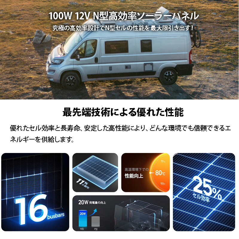 楽天市場】最新テクノロジー 25%発電効率 100W 12V N型高効率 ソーラー