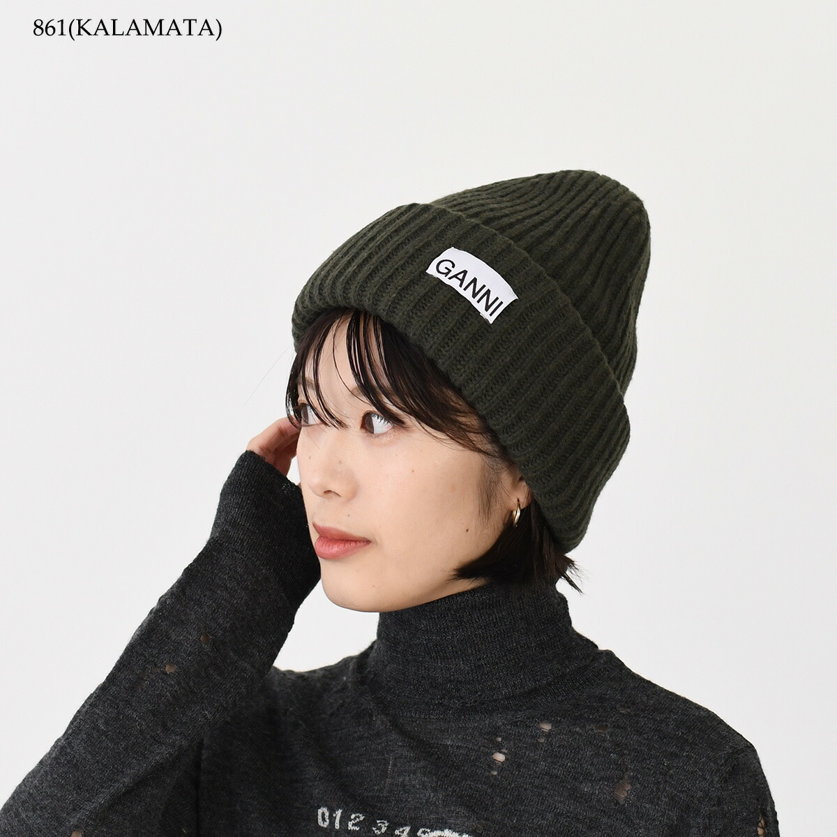 楽天市場】GANNI ガニー ニット帽 帽子 ロゴ リブ ビーニー A4429