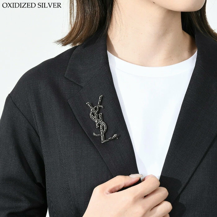 SAINT LAURENT オピウム カサンドラ クロコ押し ブローチ YSL